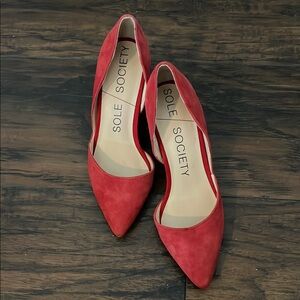 Sole Society Red Suede Heels Elegant Pointed-Toe